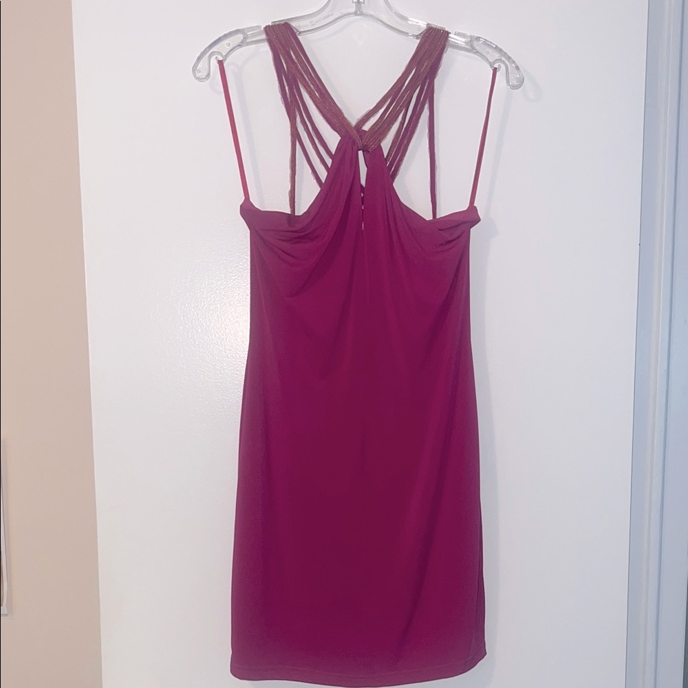 Zannza Elegant Magenta Sleeveless Dress Size M